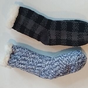 Cuddl Duds Sherpa Lined Lounge Socks 2 pairs sz 4-10